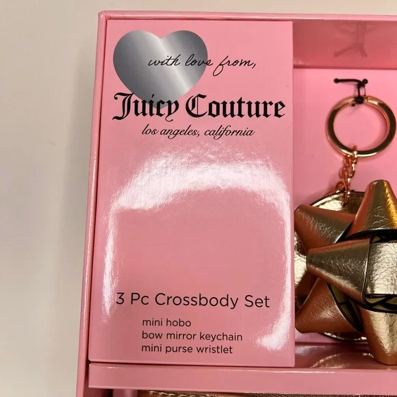 Juicy Couture 3 Piece Gold Mini Hobo Bag Gift Set - Picture 3 of 5